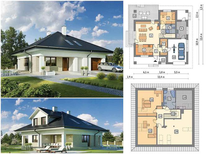 Czytelny - projekt domu z poddaszem użytkowym