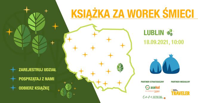 Plakat akcji Książka za worek śmieci