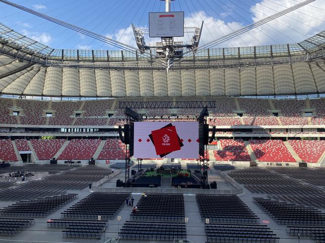 Piłka nożna, Euro 2020, Stadion Narodowy, Polska - Hiszpania, telebim, strefa kibica