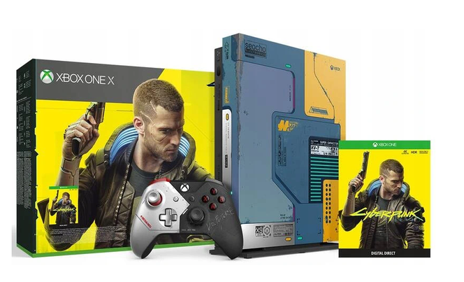 XBOX One X, 1TB, z grą Cyberpunk 2077 + 2 pady
