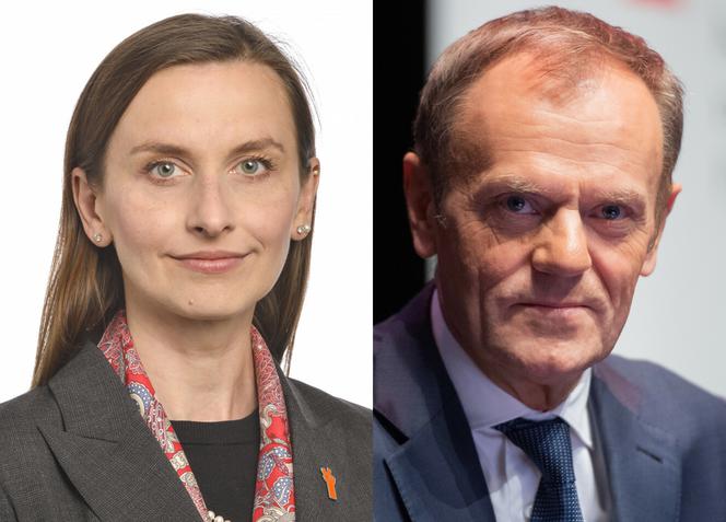 Sylwia Spurek i Donald Tusk smutny