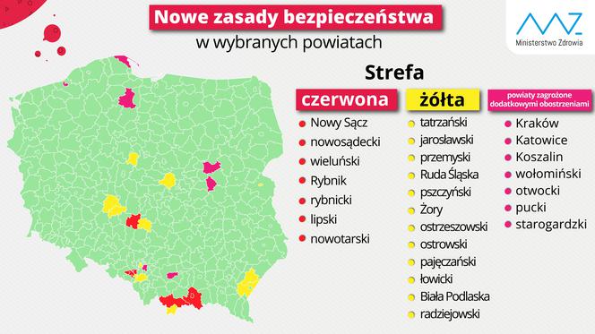 Koronawirus w Polsce. Nowe żółte i czerwone strefy. Sprawdź, gdzie będą obostrzenia.