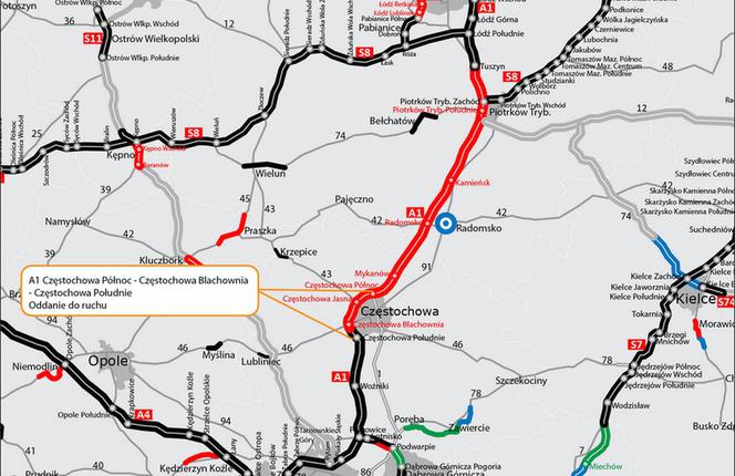 Autostrada A1 z obwodnicą Częstochowy