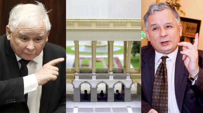 Jarosław Kaczyński, Lech Kaczyński, makieta Pałacu Saskiego