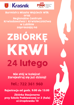 Plakat informujący o akcji poboru krwi