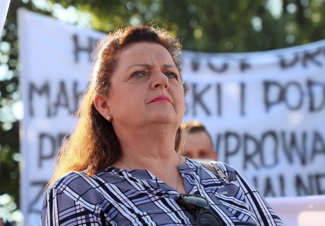 Renata Beger na proteście rolników przed siedzibą Prawa i Sprawiedliwości w Warszawie