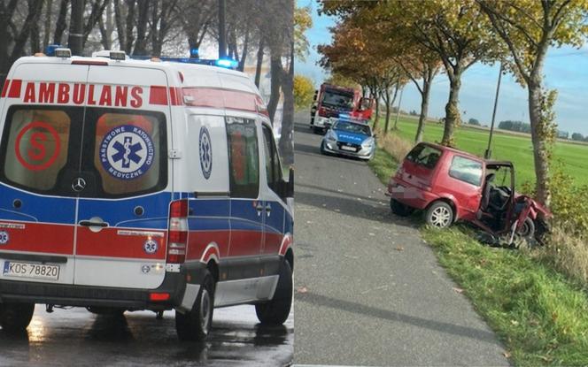 Stracił panowanie nad autem i uderzył w drzewo! Groźny wypadek pod Żninem