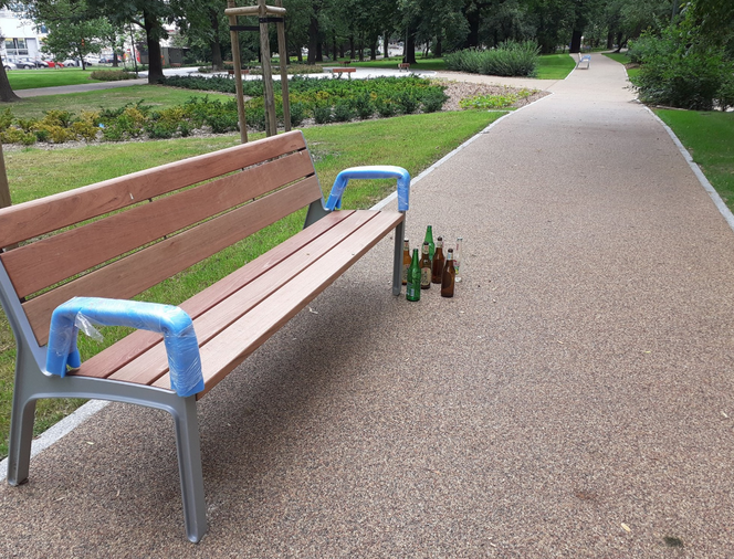 Zanieczyszczony park Drwęskich w Poznaniu