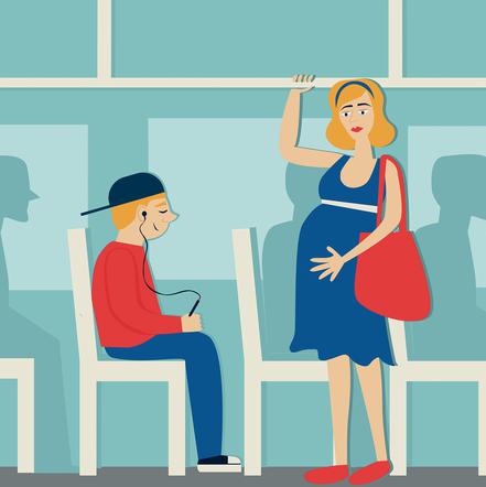 ciężarna w autobusie