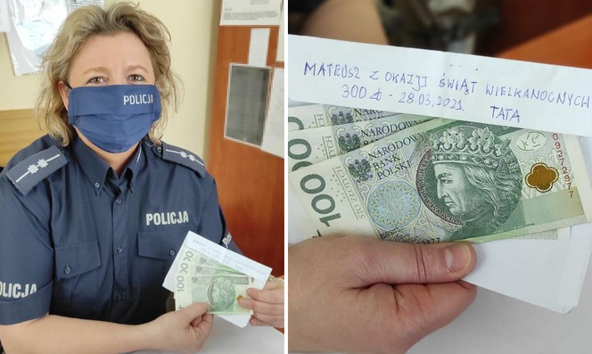 Słupsk: Zagubiony prezent wielkanocny od taty. Policja szuka Mateusza, by oddać mu 300 zł