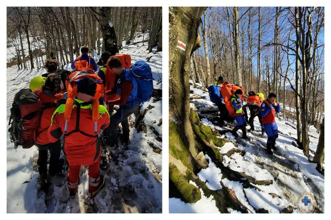 Bieszczady. Akcja goprowców na Połoninie Caryńskiej. Ranna turystka