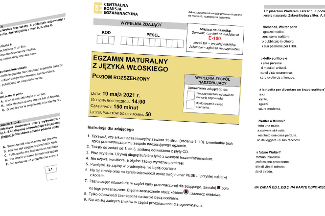 Matura 2021: Język włoski na poziomie rozszerzonym. Arkusze CKE