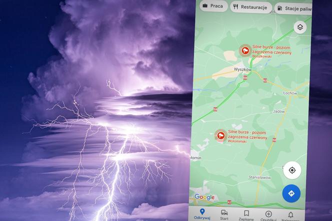 Google Maps: Burze nad Polską zaznaczone w aplikacji
