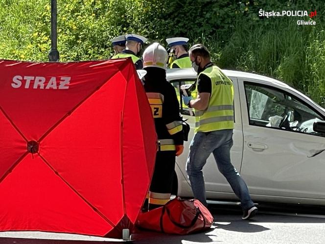 Tragedia w Gliwicach. Wypadek dwóch aut i śmierć motocyklisty