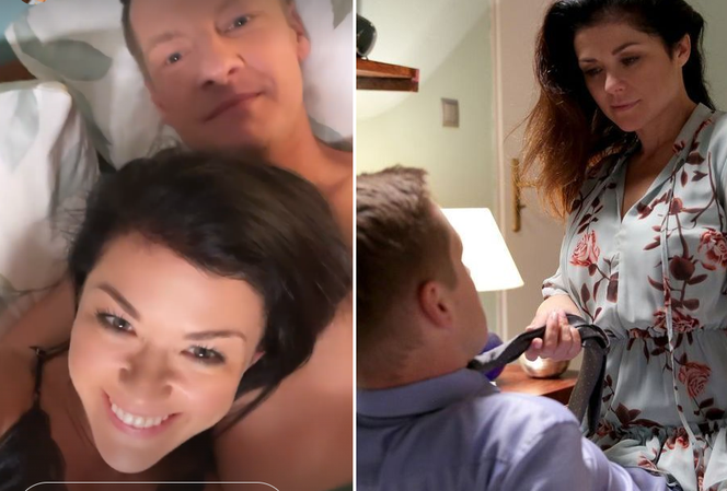 Skąpa piżamka Kingi z M jak miłość sprawia jej problem w nagraniu. Katarzyna Cichopek relacjonuje intymne sceny Zduńskich - WIDEO