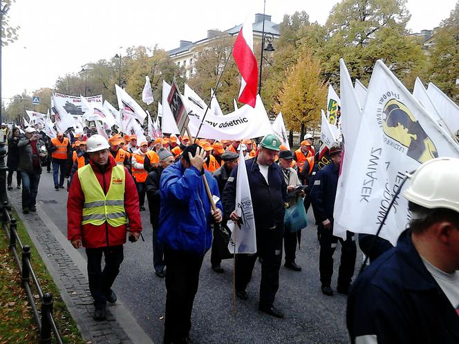 Protest górników w Warszawie
