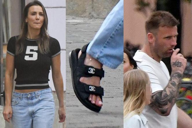 Sara Boruc w drogich klapkach, Artur pali przy dzieciach