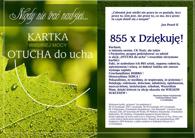 Zakończono akcję Otucha do ucha zebrano 855 kartek!