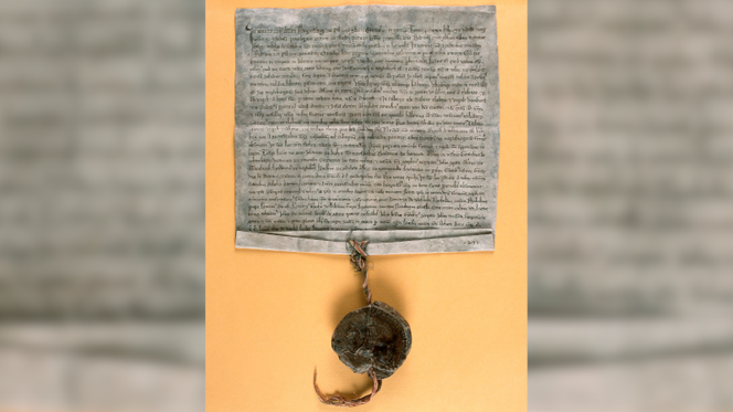Potwierdzenie przywileju lokacyjnego Szczecina przez księcia Bogusława IV, 1293 r. (reprint z oryginału Archiwum Państwowego w Szczecinie)
