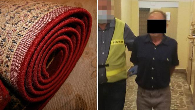 Włamywacz ZAWINĄŁ SIĘ W DYWAN! Zaskakująca „kryjówka” włamywacza. Jak naleśnik!