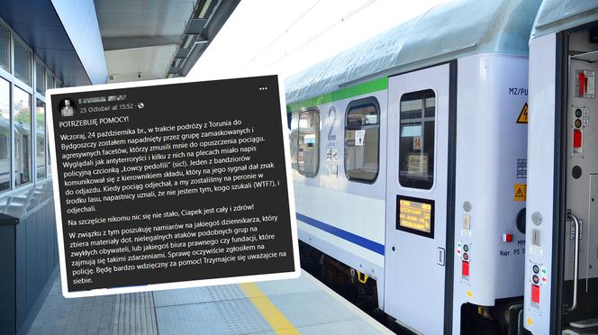 Poturbowali niewinnego w pociągu