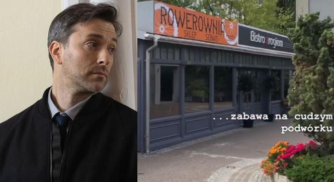 Filip Bobek na planie M jak miłość - bistro Za Rogiem
