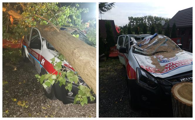 Powalone drzewo zniszczyło auto Nadgoplańskiego WOPR Kruszwica