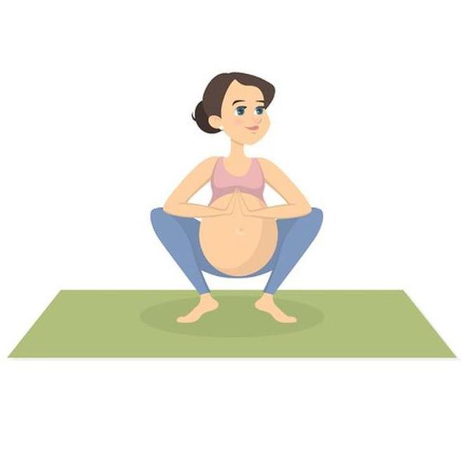 Joga w ciąży - pozycja przysiad