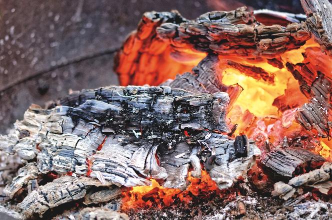 Strażnicy gminny biorą próbki popiołu