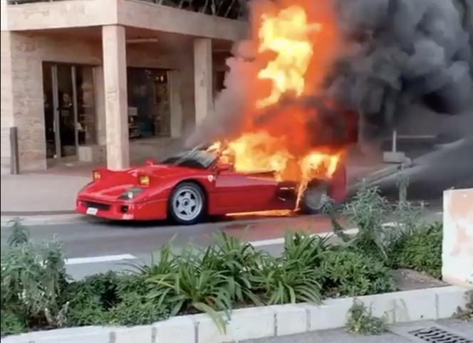 Ferrari F40 spłonęło w Monaco