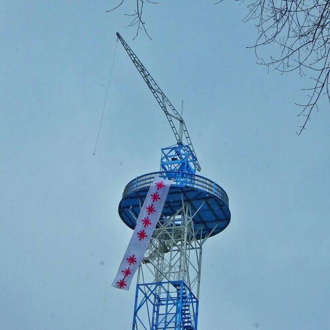Katowice. Hasło ***** *** na zabytkowej wieży!