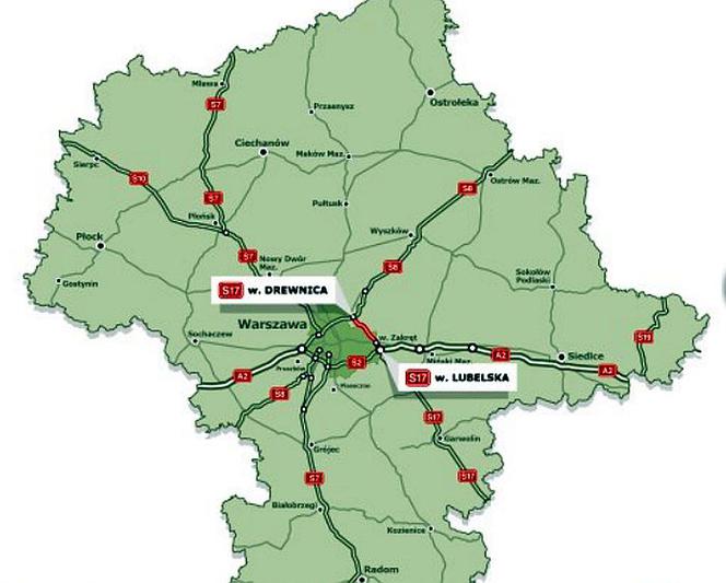 Wschodnia Obwodnica Warszawy_mapa