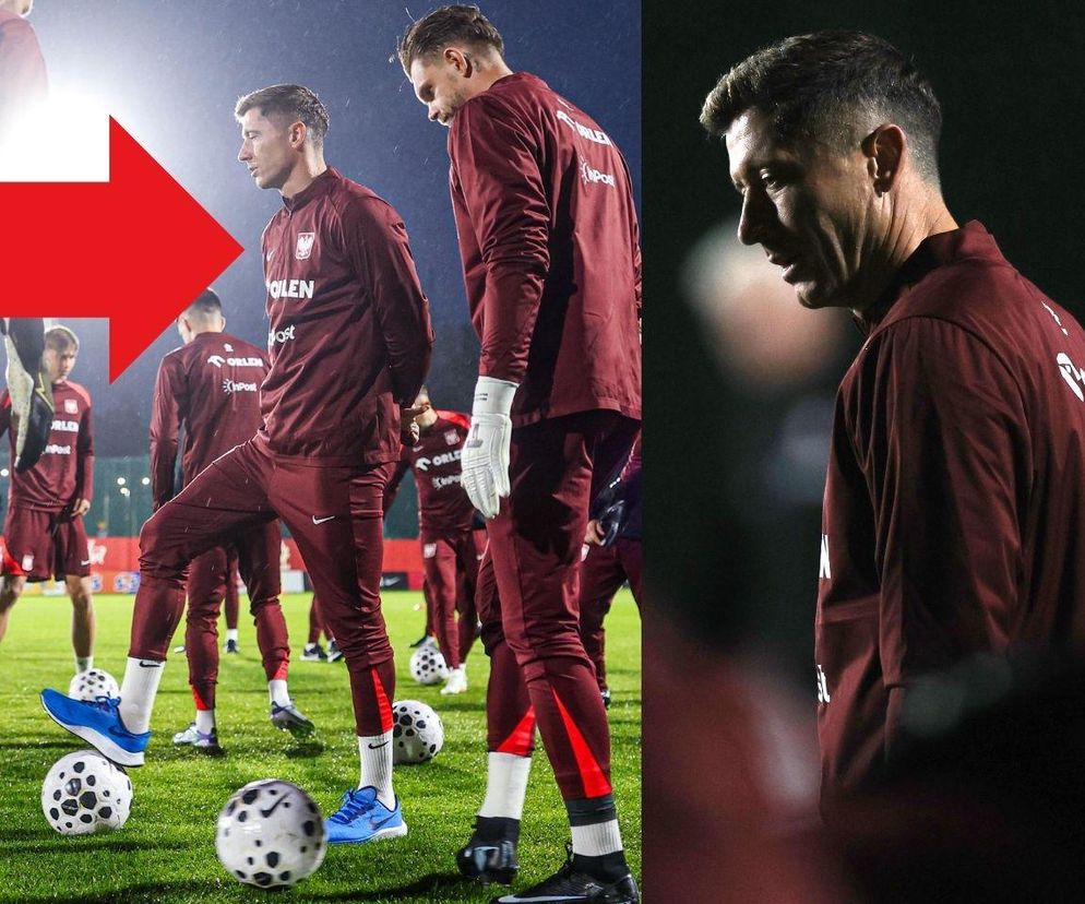 Robert Lewandowski na treningu kadry