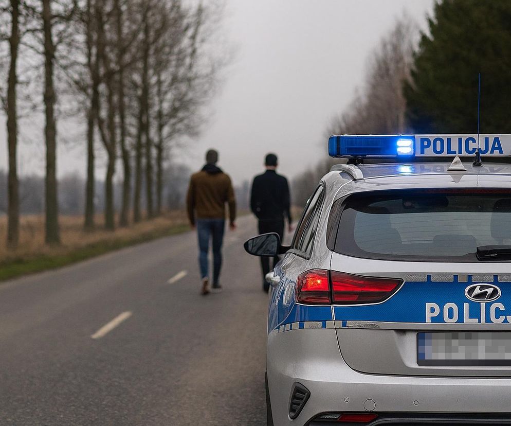 Szli środkiem drogi. Jeden z nich okazał się groźnym przestępcą