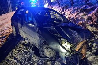 Jelna. Kobieta straciła panowanie nad peugeotem i uderzyła w skarpę. Trafiła do szpitala razem z dzieckiem