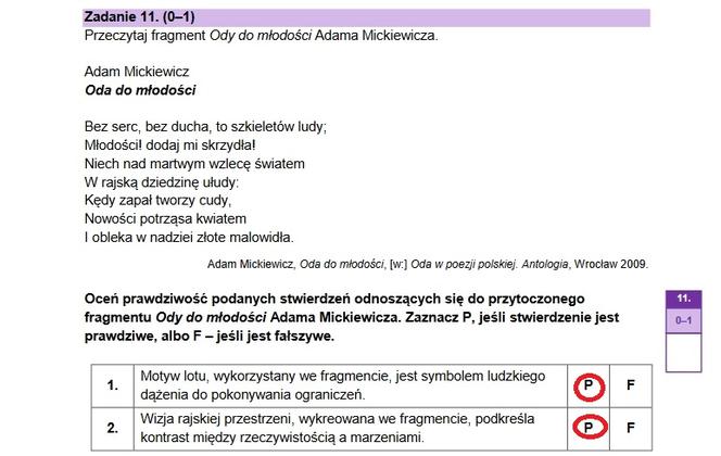 Zadanie 11, sugerowane odpowiedzi