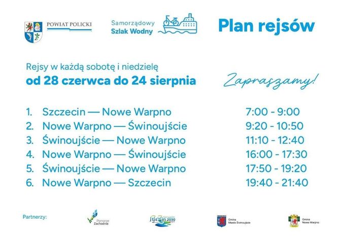 Tramwaj wodny połączy Szczecin, Nowe Warpno i Świnoujście