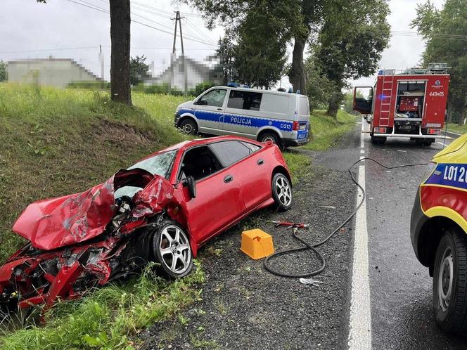 Wypadek w Gościeradowie Folwarku. Dwa auta wylądowały w rowie