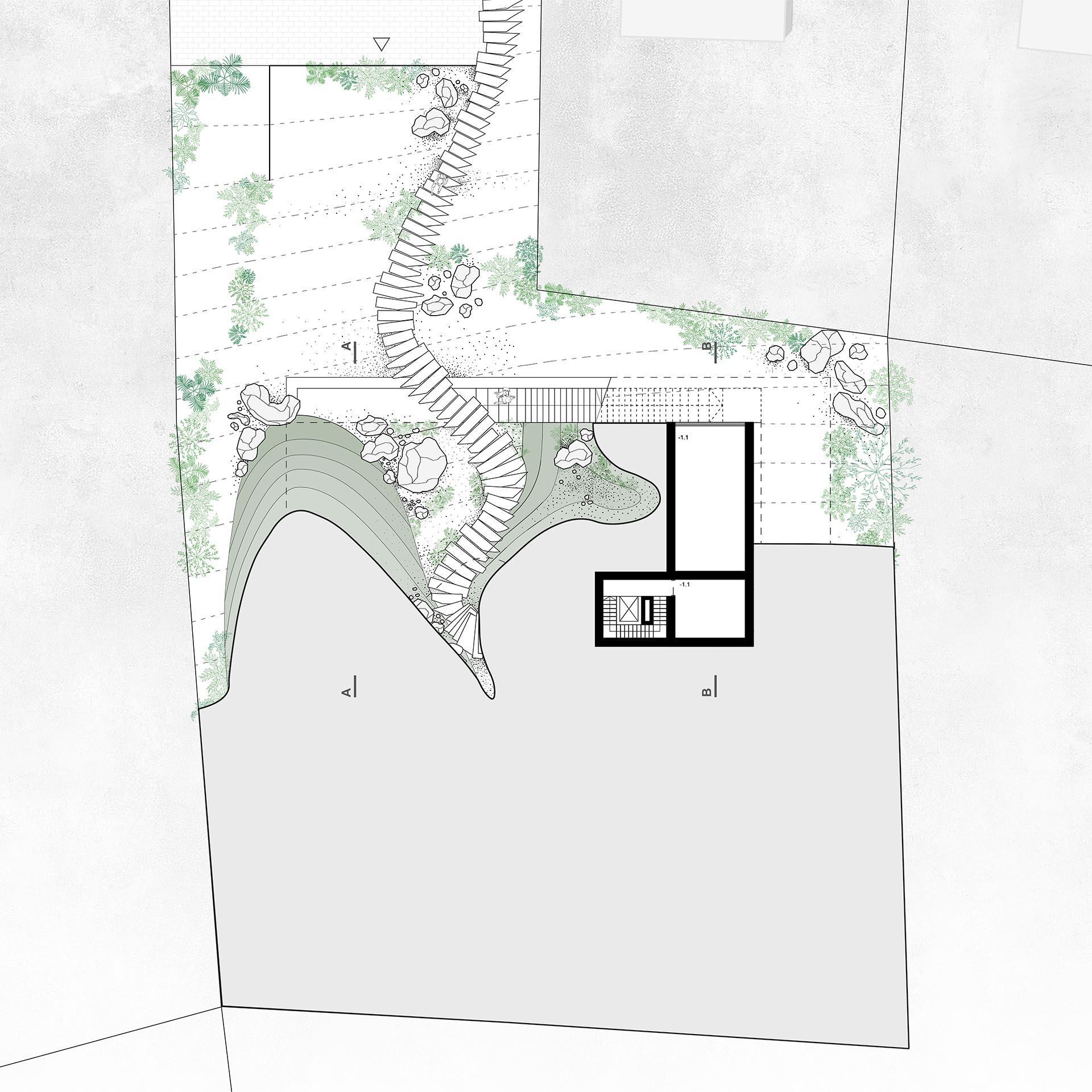 Dom z grotą, proj. BXB Studio