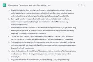 ChatGPT opowiedział o wadach i zaletach Poznania
