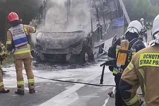 Autobus spłonął na A4. Dantejskie sceny na Opolszczyźnie