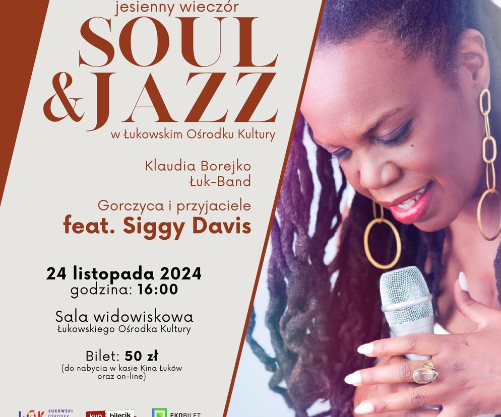 Łukowski Ośrodek Kultury zaprasza na „Jesienny wieczór Soul & Jazz” z koncertem Siggy Davis