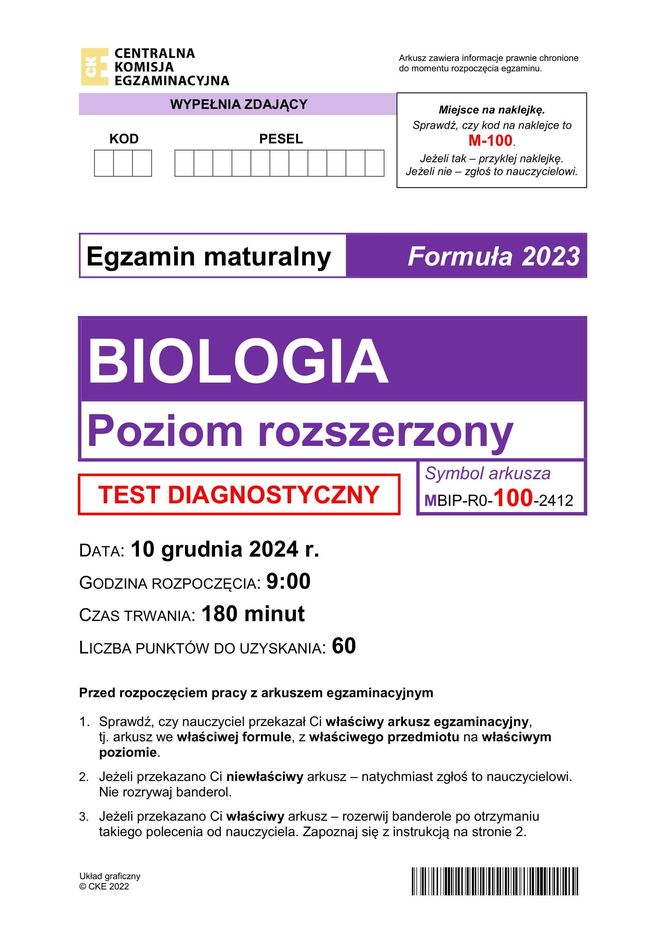 Matura próbna 2025: biologia rozszerzona. Odpowiedzi + arkusze CKE (10.12.24)
