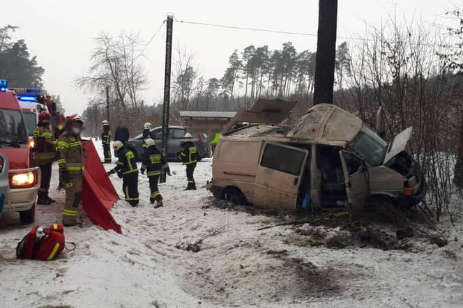 Śmiertelny wypadek w Lidzbarku. Bus uderzył w drzewo. Nie żyje młoda kobieta