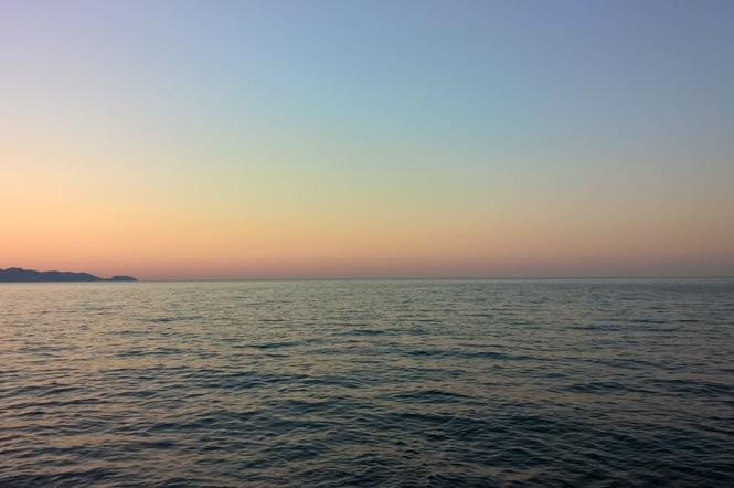 Morze śródziemne, woda, zachód słońca