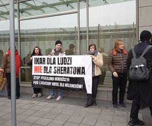 Protest przeciwko wysiedleniu uchodźców z Ukrainy i prywatyzacji Ikara