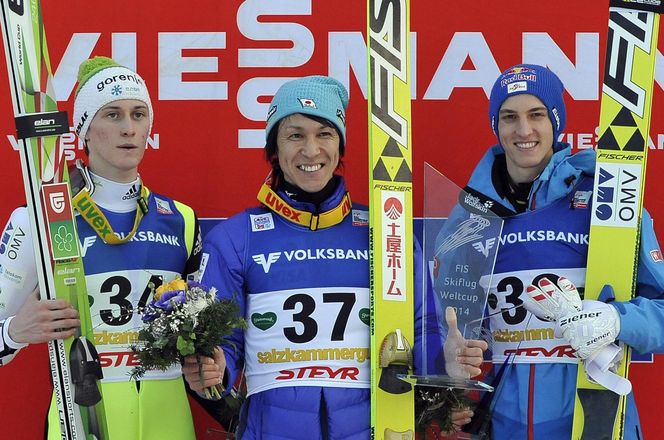 Noriaki Kasai w 2014 roku. Zwycięstwo w Bad Mitterndorf