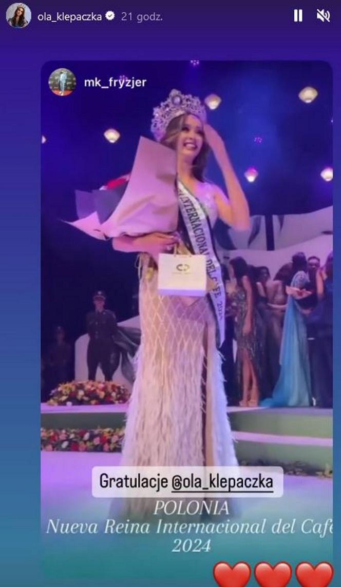 Miss Polski Aleksandra Klepaczka zwyciężyła w międzynarodowym konkursie piękności