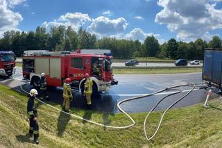Pożar TIRa na autostradzie A4 w Mysłowicach