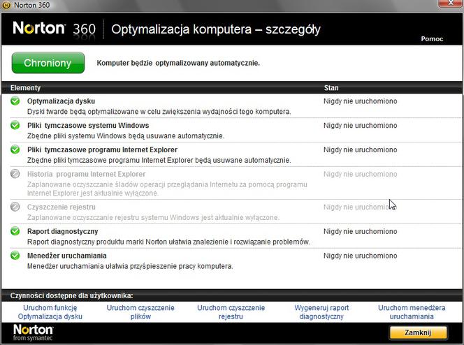 Norton 360 4.0 - optymalizacja komputera